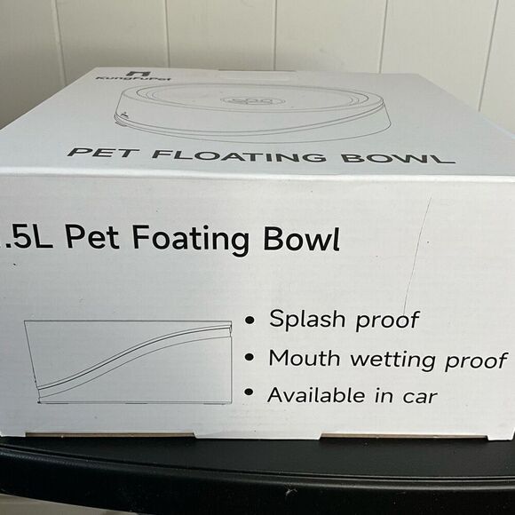 Kungfupet 1.5L Pet Floating Water Bowl Animal Cat Dog Splash Proof No Spill New - Picture 3 of 6